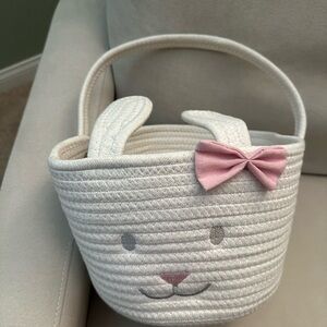 White Bunny Easter Basket with Pink Bow & Easter Cup